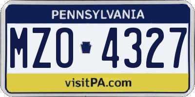 PA license plate MZO4327