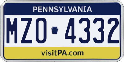 PA license plate MZO4332