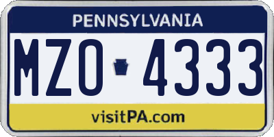 PA license plate MZO4333