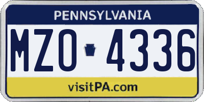 PA license plate MZO4336