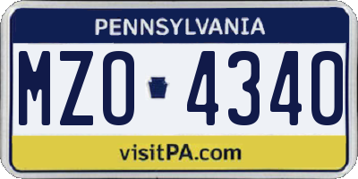 PA license plate MZO4340