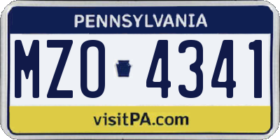 PA license plate MZO4341