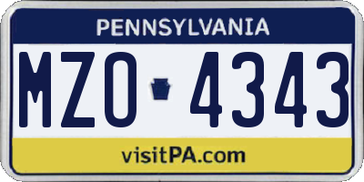 PA license plate MZO4343