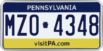 PA license plate MZO4348