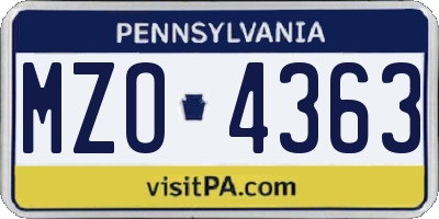 PA license plate MZO4363