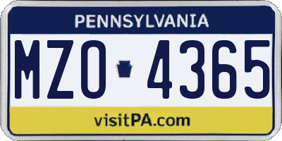 PA license plate MZO4365