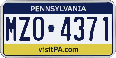 PA license plate MZO4371