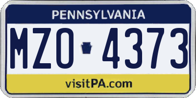 PA license plate MZO4373
