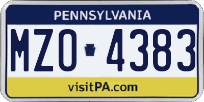PA license plate MZO4383