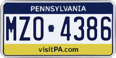 PA license plate MZO4386