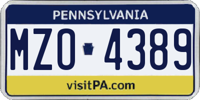 PA license plate MZO4389