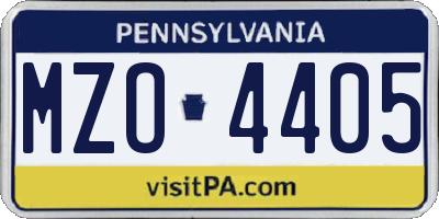 PA license plate MZO4405
