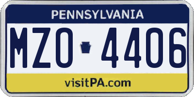 PA license plate MZO4406
