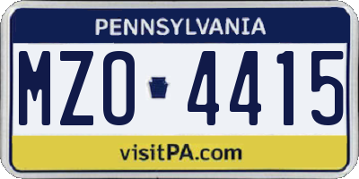 PA license plate MZO4415