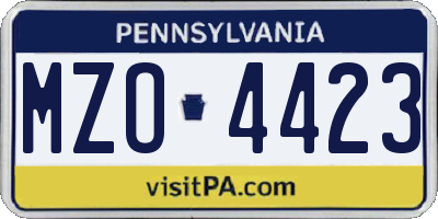 PA license plate MZO4423