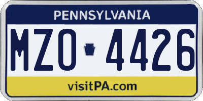 PA license plate MZO4426