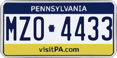 PA license plate MZO4433