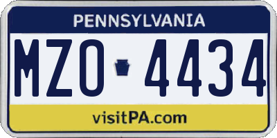 PA license plate MZO4434