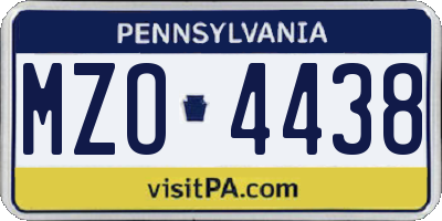 PA license plate MZO4438