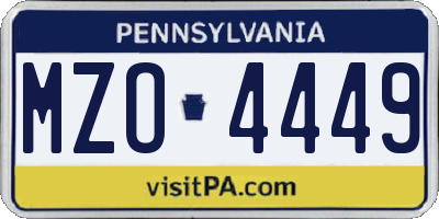 PA license plate MZO4449