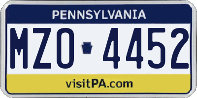 PA license plate MZO4452