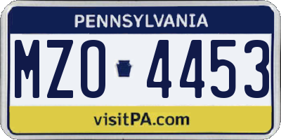 PA license plate MZO4453