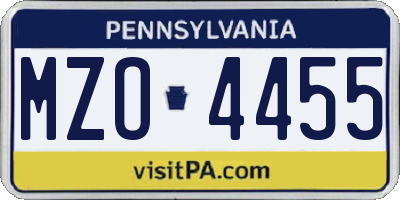 PA license plate MZO4455