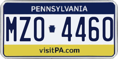 PA license plate MZO4460