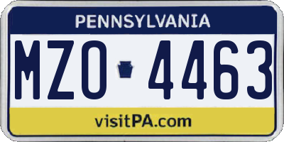 PA license plate MZO4463
