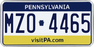 PA license plate MZO4465