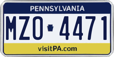 PA license plate MZO4471