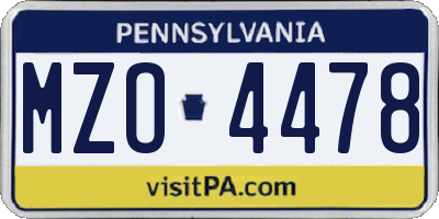 PA license plate MZO4478