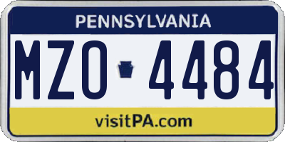 PA license plate MZO4484