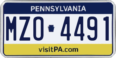 PA license plate MZO4491