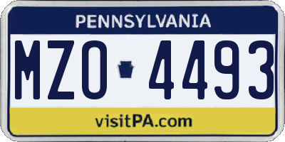 PA license plate MZO4493