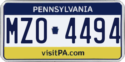PA license plate MZO4494