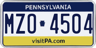 PA license plate MZO4504