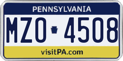 PA license plate MZO4508