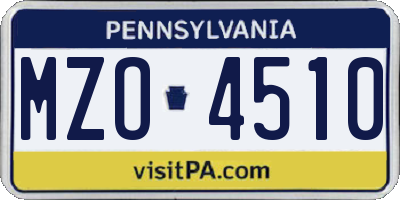 PA license plate MZO4510