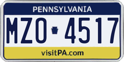 PA license plate MZO4517