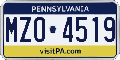 PA license plate MZO4519