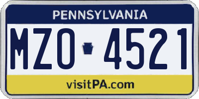 PA license plate MZO4521