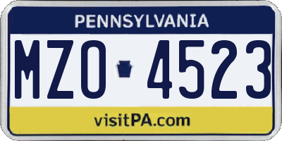 PA license plate MZO4523