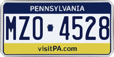 PA license plate MZO4528