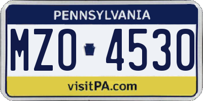 PA license plate MZO4530
