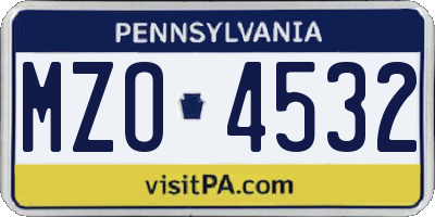 PA license plate MZO4532