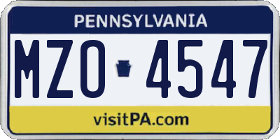 PA license plate MZO4547