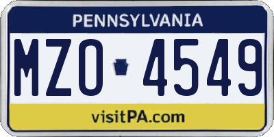 PA license plate MZO4549