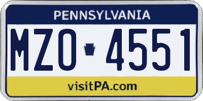 PA license plate MZO4551