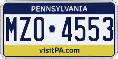 PA license plate MZO4553